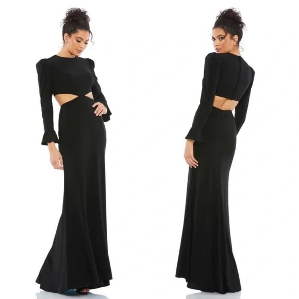 MAC DUGGAL IEENA Long Sleeve Black Cut Out Gown